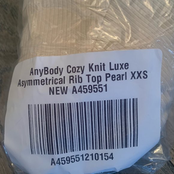 NWT ANYBODY COZY KNIT LUXE ASYMMETRICAL RIB TUNIC TOP PEARL XXS - Picture 5 of 6